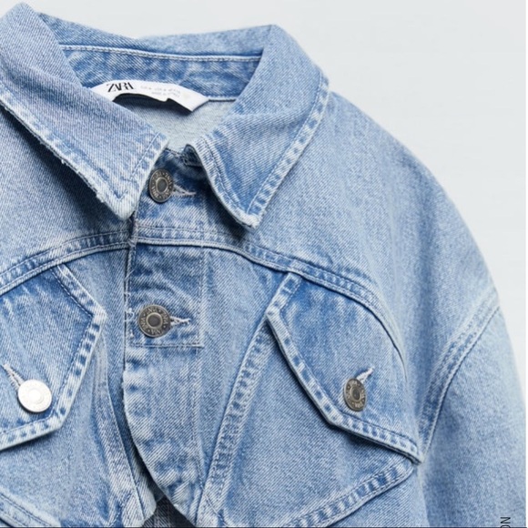 ZARA Cropped Denim Jean Jacket Size M BNWT - Picture 7 of 14